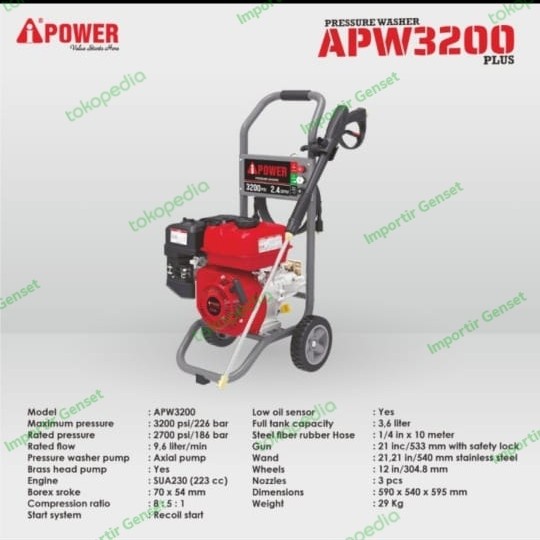 AiPower Jet cleaner High Pressure Washer 186 bar APW3200
