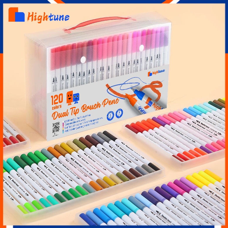 

Hightune Acrylic Marker 60/80/100/120 Spidol Permanen Set Warna 2 Tip Drawing Pen DIY Alat Sekolah