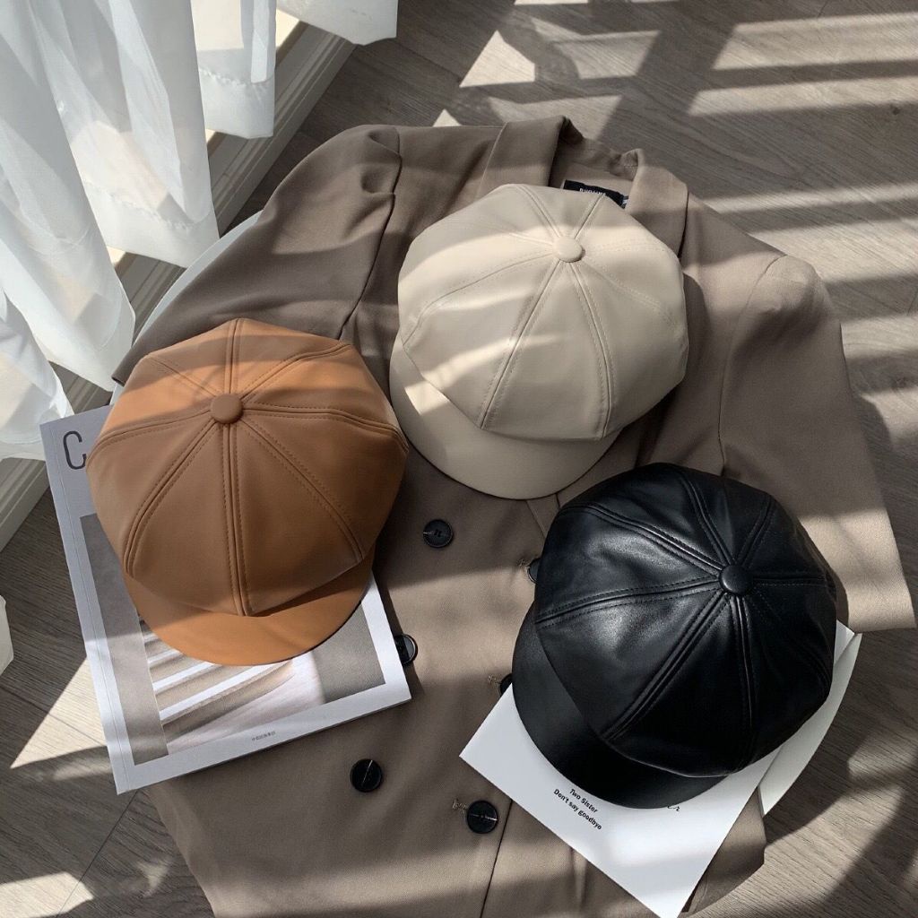 Calis Topi Hat Baret Pum Kulit Wanita Dewasa Korean Style Hyli