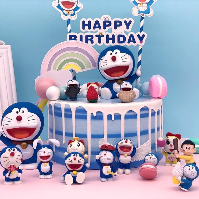 Mntb" Cca28 Topper Doraemon Karakter Figure Cartoon Hias Kue Ultah Anak - S4-Set 4 Pcs
