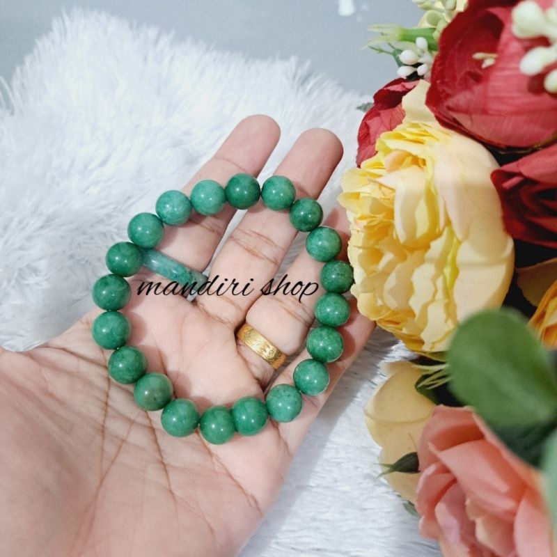 Gelang batu akik giok hijau natural