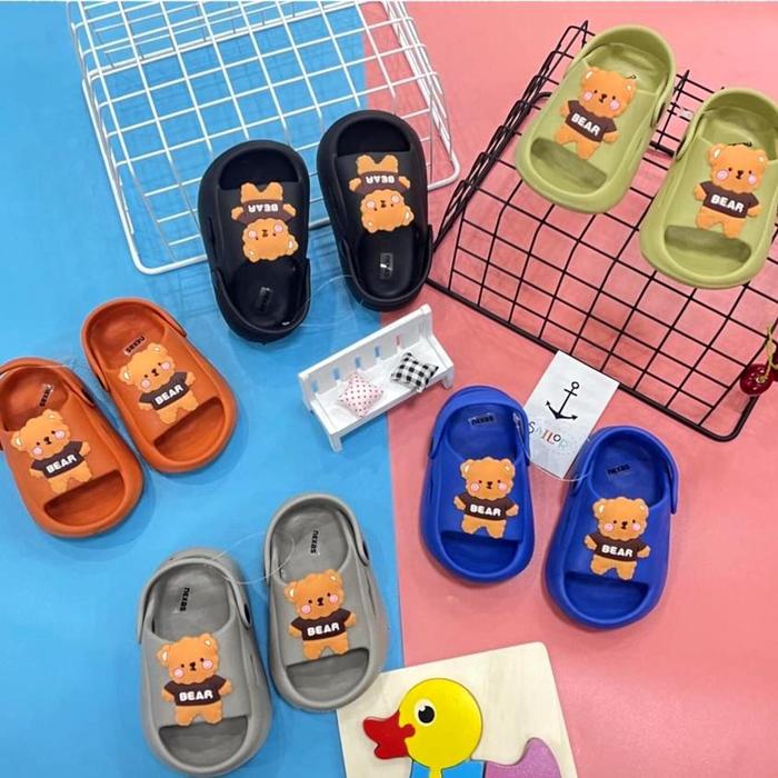 Kiddora- Sandal Anak Baby Perempuan Morego Jelly Import / Sendal Anak Tali Belakang Black Kaki Pink