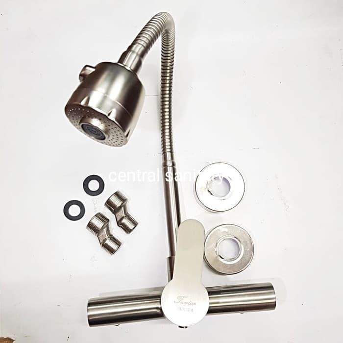 Paling Murah Kran Kitchen Sink Dinding Tembok Panas Dingin Keran Dapur Fleksibel