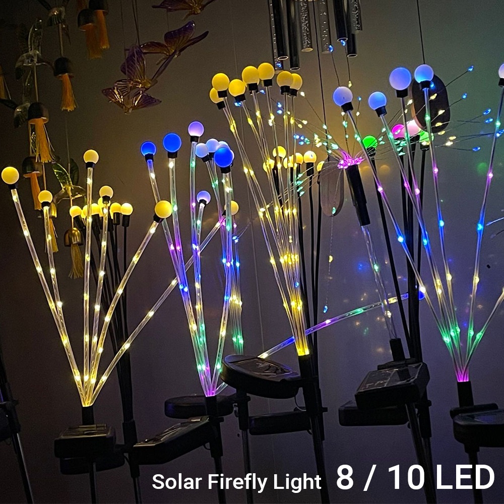 Lampu Taman Lampu Outdoor Tenaga Surya 8 / 10 LED Surya Lampu Lanskap Kembang Api Firefly Lawn