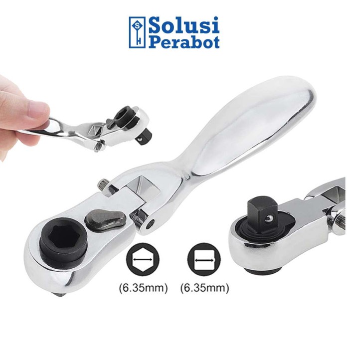 Mini Ratchet Socket 2 in 1 SP / Kunci Pas Sok 6.35mm Ring L