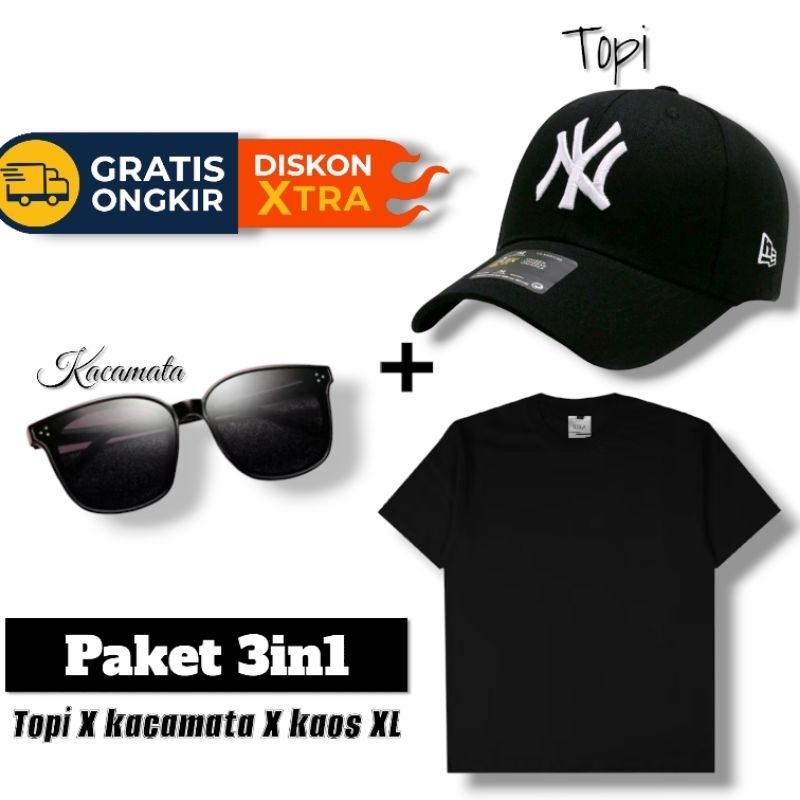 PAKET 3IN1 GANTENG - BELI 1 DAPAT 3 PRODUK KACA UV GRATIS KAOS PRIA UKURAN XL DAN TOPI MODEL BISBOLL