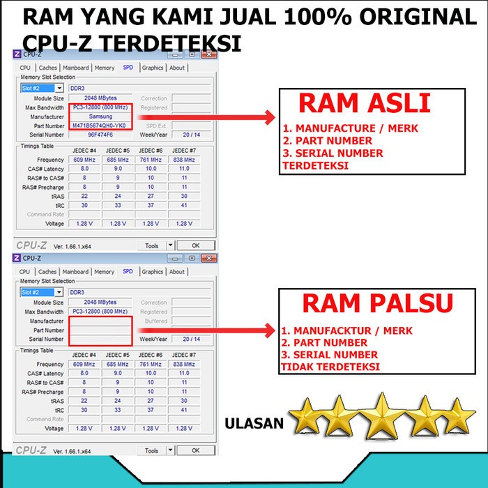 [Expert] RAM PC 4gb - DDR3 - 2rx8 - PC3 - 12800U - MERK SAMSUNG