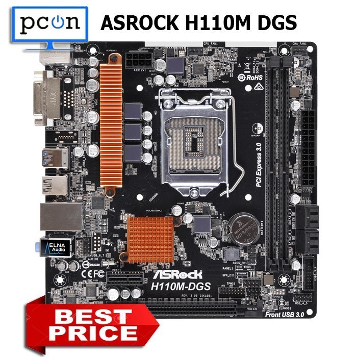 [Expert] Motherboard Mobo Intel LGA Socket 1151 H110M-DGS ASROCK Onboard