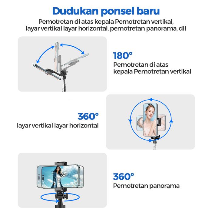 (Expert) INBEX S03S Tongsis Bluetooth Led Selfie Stick Remote Bright Tripod