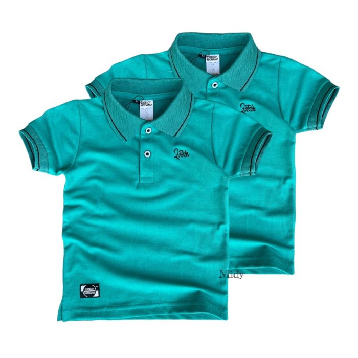 Stycil- Baju Kaos Kerah Anak Laki-Laki Usia 1-12 Tahun Premium Ijo Tosca