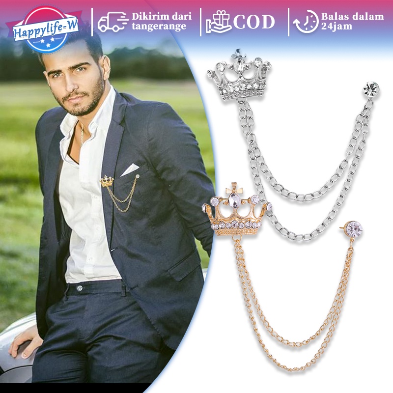 Bros Rantai Jas Pria Crown Lapel Pin Bros Jas Pin Jas Pria Wanita Bross Jas Pria Bros Pin Rantai Jas