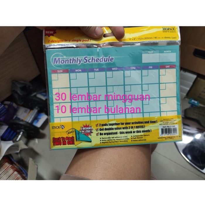 

.........] stick n notes 2 in 1 20 x 15 cm isi 40 lembar bulanan dan mingguan