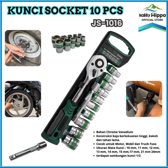 Sudimampir Kunci Socket Stainless 12 In 1 / Socket Wrench 1/2 Inch Jl-1014