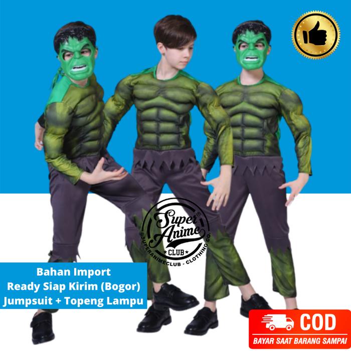 Promo Kostum Hulk Superhero Anak Import Otot Busa Baju Ultah Karakter Laki