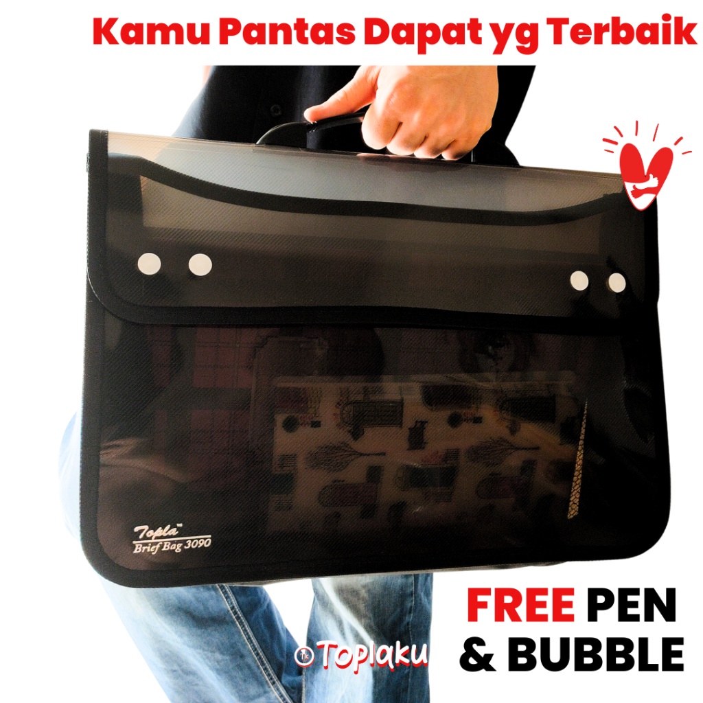 Map Plastik Dokumen Tas Les Besar Kancing 4 Resleting Buku Document Bag Zipper Berkas Penting F4 A4