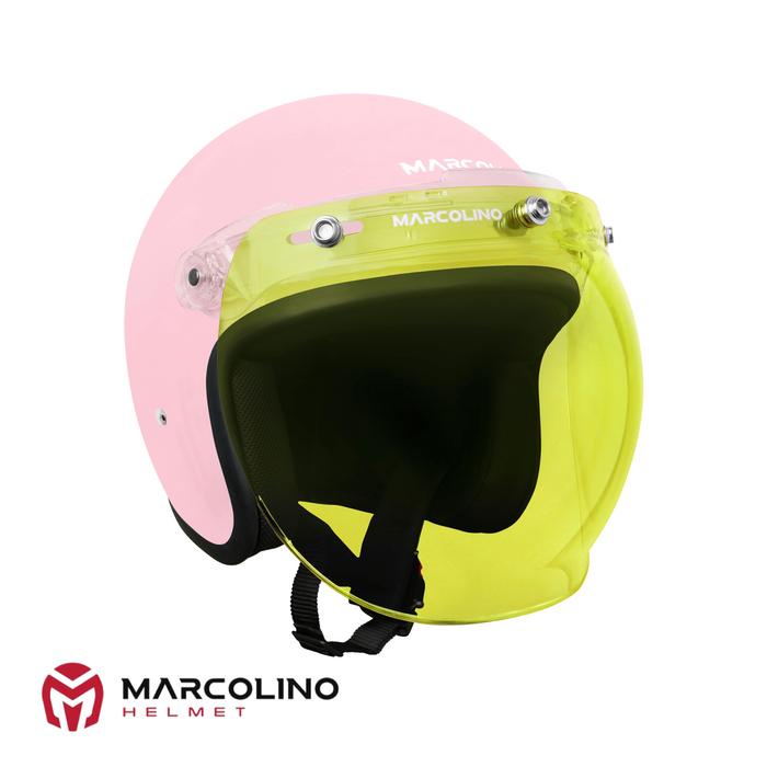 QEILANAY HELM BOGO RETRO MARCOLINO PINK PASTEL SNI BUBBLE MARCOLINO