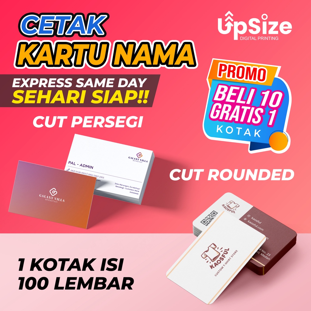

EXPRESS SAME DAY 1 HARI SIAP CETAK KARTU NAMA 1 SISI / 2 SISI BAHAN ART CARTON 260 + KOTAK MURAH