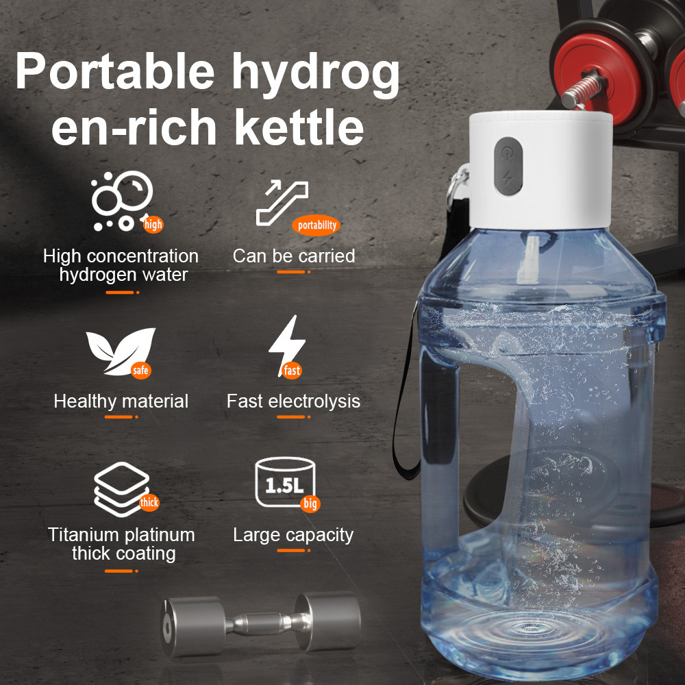 Portable hydrogen-rich water bottle, can be used as a dumbbell water bottle 1.5L, suitable for