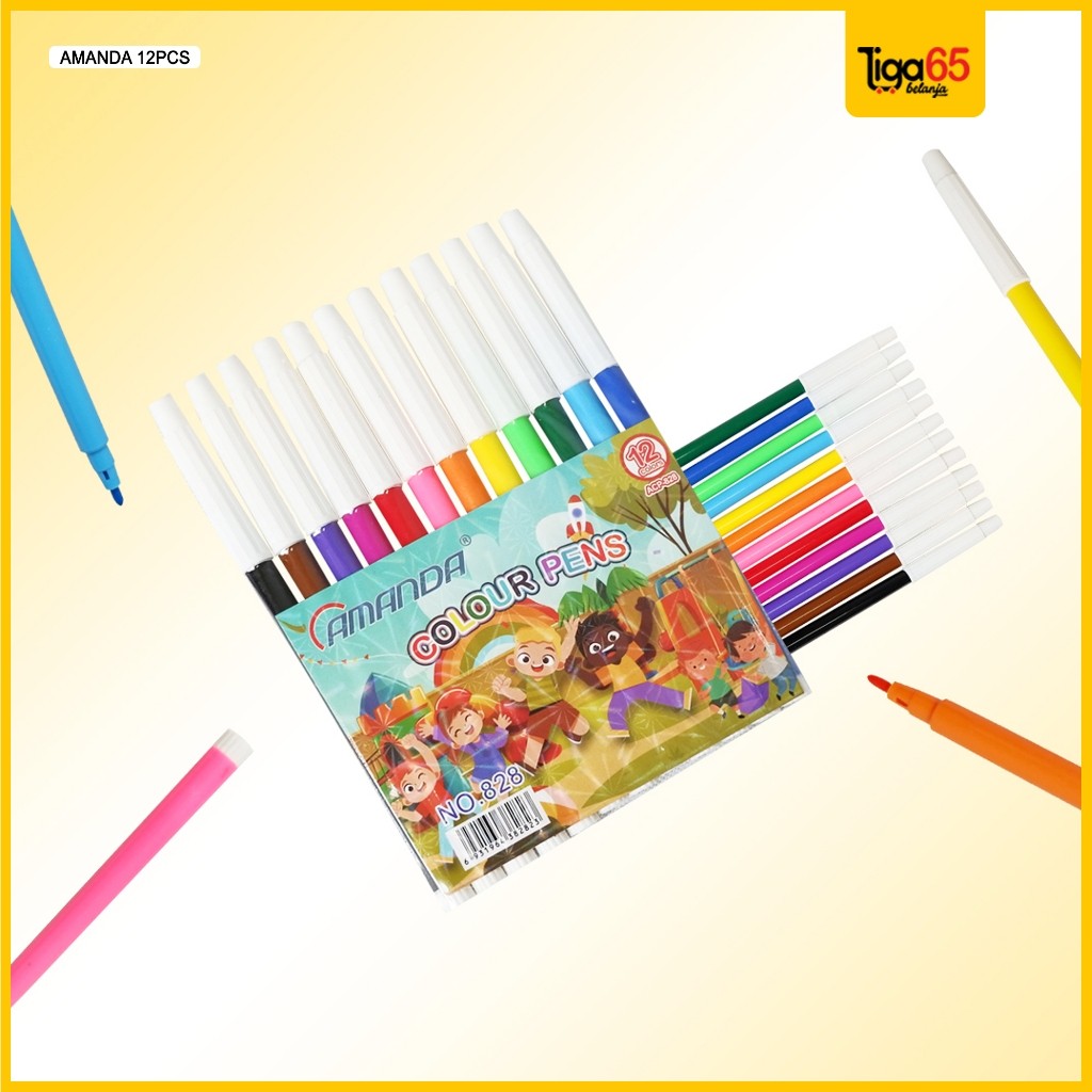 

Amanda Spidol 12 Warna/ Spidol Set / Colouring Marker Spidol Warna Warni Amanda