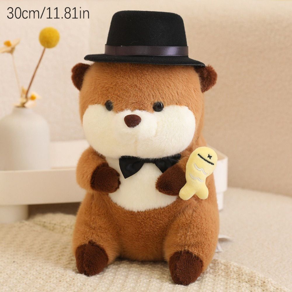 Delicate Plush Otter Doll 30CM Cartoon Otter Stuffed Doll Sleeping Pillow