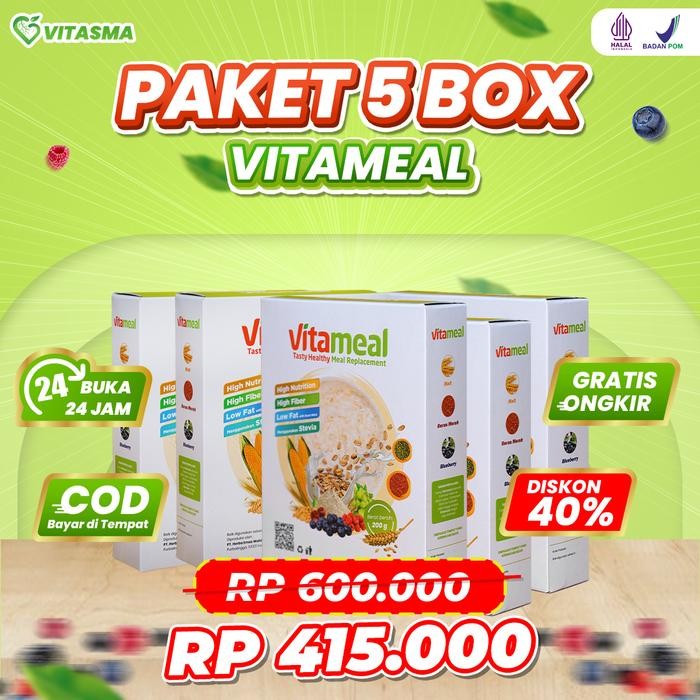 

VITAMEAL 5 BOX SEREAL OAT HERBAL PENGGANTI SARAPAN [MAKANAN ENAK, FOOD, GRANOLA OATMEAL]