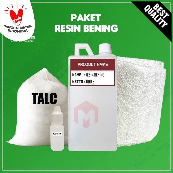 

PAKET RESIN BENING (Resin Bening, Katalis, Mat, Talc) G.W: 3.5Kg