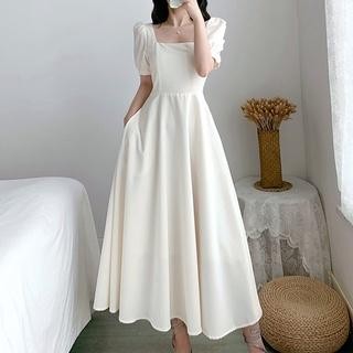 1312 DRESS LONG KOREAN STYLE VINTAGE PRINCESS PUTIH WANITA CANTIK LENGAN PANJANG MIDI BIG SIZE