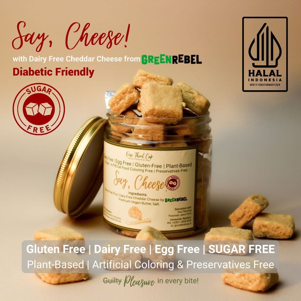 

Say,Cheese! cookies gluten free tanpa susu tanpa telur bebas gula diabetic friendly - One Third Cup