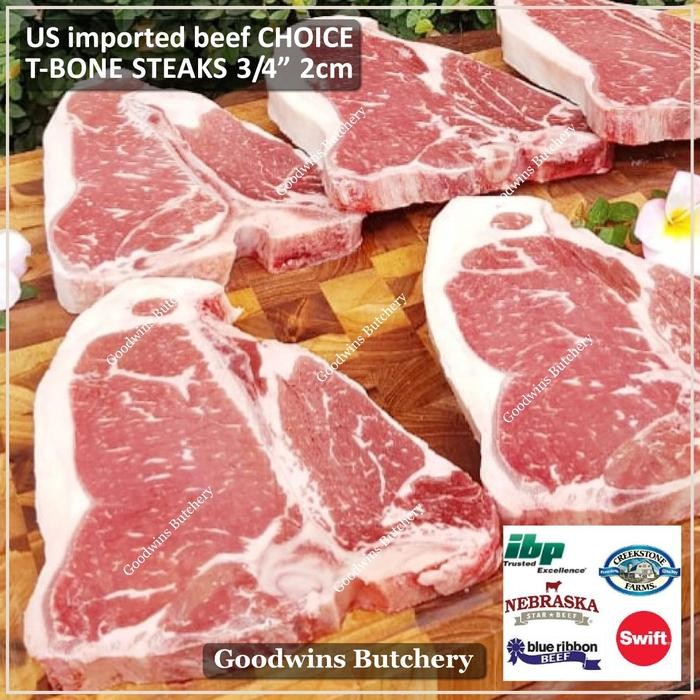 

Kirim,HariYgSama- 650gr US T Bone Porterhouse steak 1" CHOICE - SWIFT USA imported beef