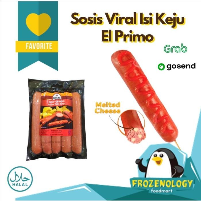 

Kirim,HariYgSama- Sosis Keju El Primo 500 gr isi 5 EL PRIMO BEEF CHEESE SAUSAGE 500gr