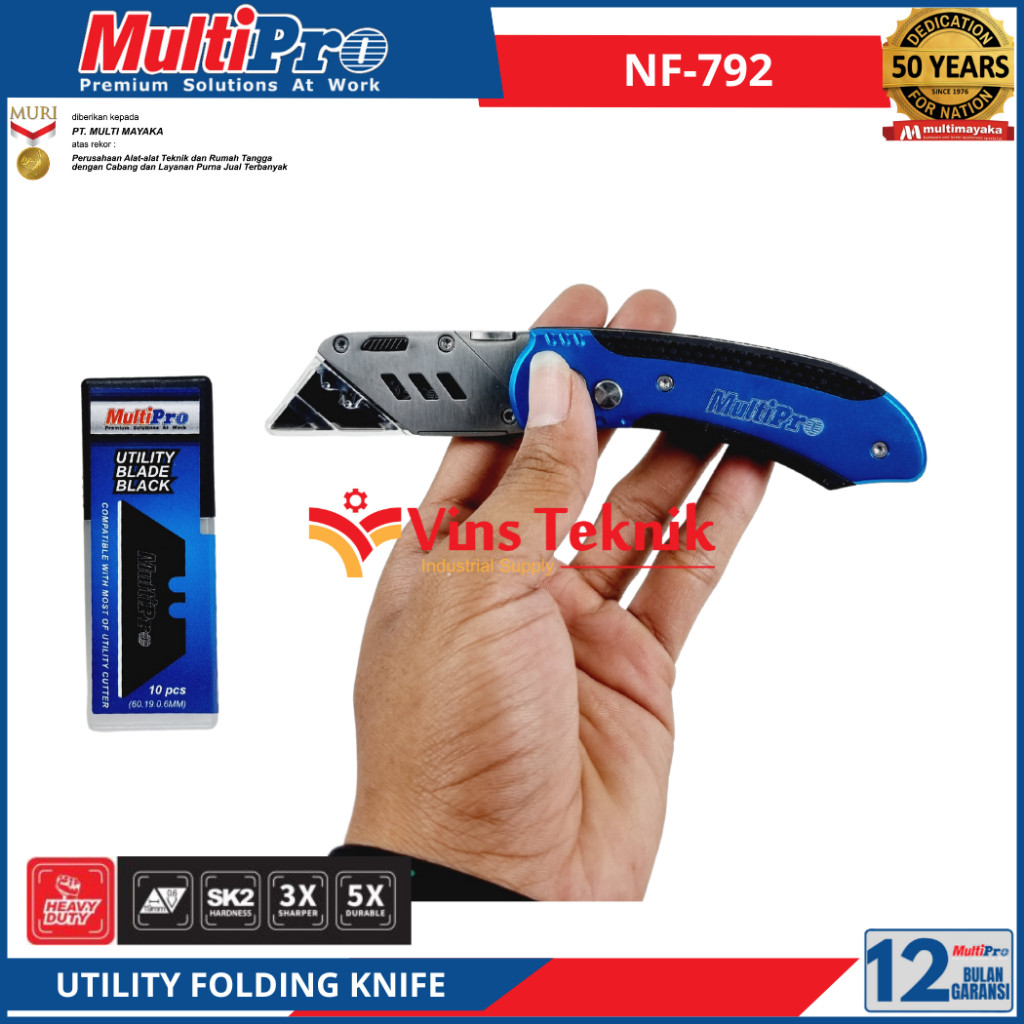 

Cuter Cutter Lipat Utility Folding Knife NF 792 MULTIPRO NF792 HEAVY DUTY