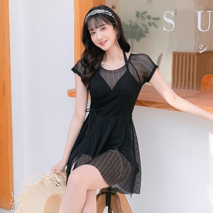 ready stok baju renang remaja perempuan terusan transparan swimsuit pantai wanita sexy one piece