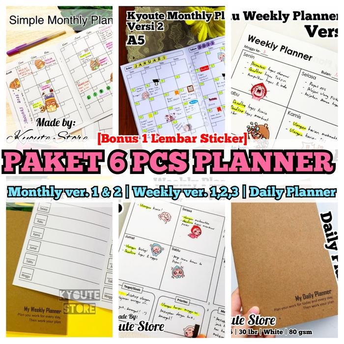 

PAKET 6 BUKU PLANNER DAILY WEEKLY MONTHLY KYOUTE AGENDA KEGIATAN A5