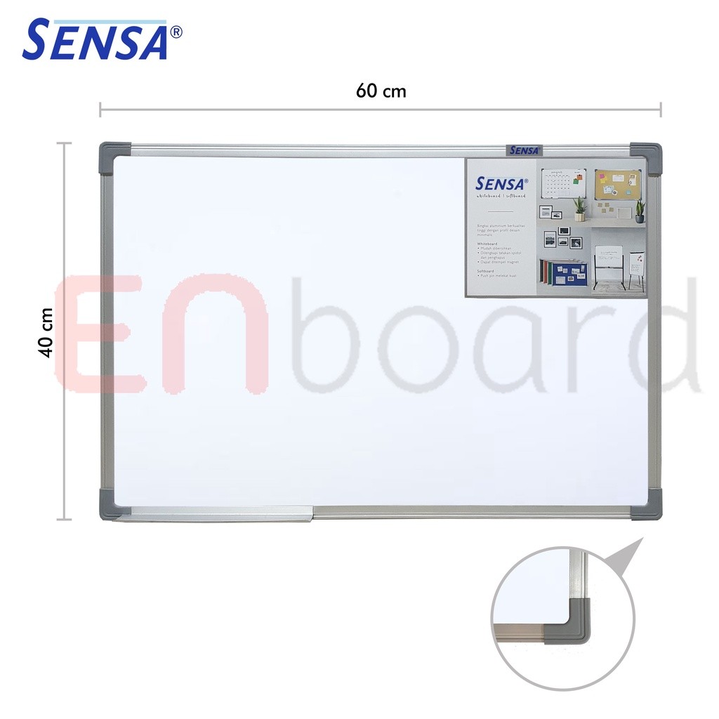 

Papan Tulis Whiteboard / White Board Gantung Single Face Sensa 40 x 60 cm