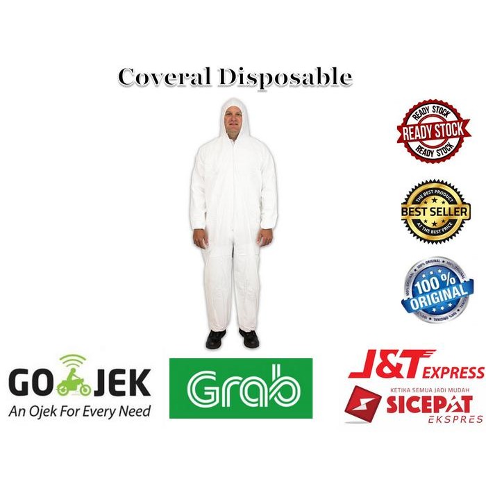 JTTOP" SET BAJU APD MEDIS BAJU HAZMAT COVERALL DISPOSABLE NON WOVEN HASMAT