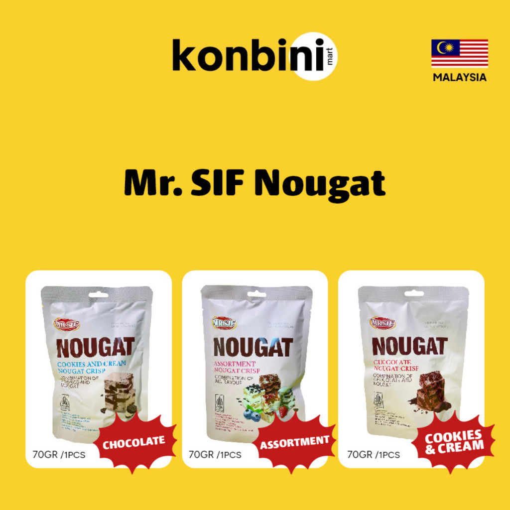

KONBINI MALAYSIA - MR SIF Nougat 70gr Nougat Chocolate, Cookies N Cream, Assorted