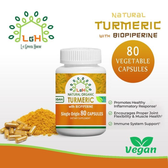 

Turmeric Biopiperine 80 Capsules le green Kapsul Kunyit Lada hitam
