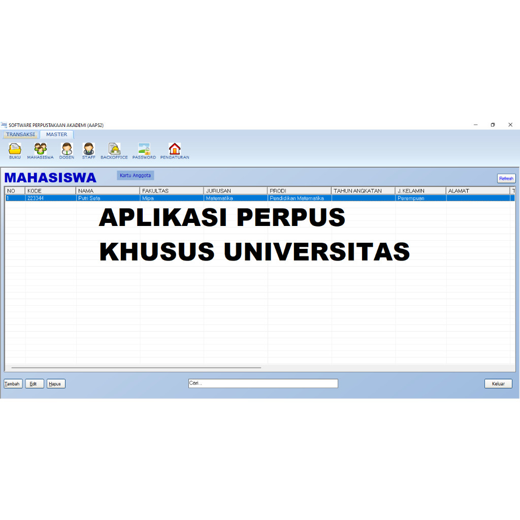 Software aplikasi perpustakaan khusus universitas