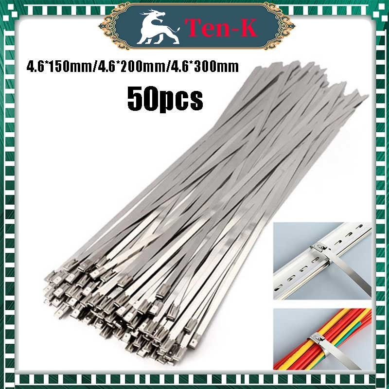 

50PCS Kabel Ties Stainless Steel Cable Ties Kabel Tis Besi SS304 15/20/30cm