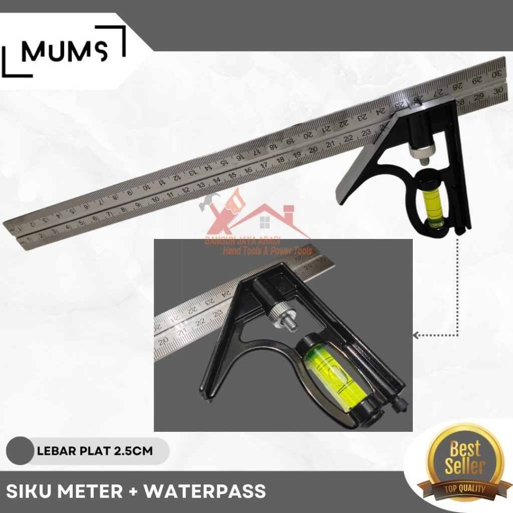 

PENGGARIS SIKU. SIKU TUKANG WATERPAS 12"/ALAT UKUR SUDUT 30