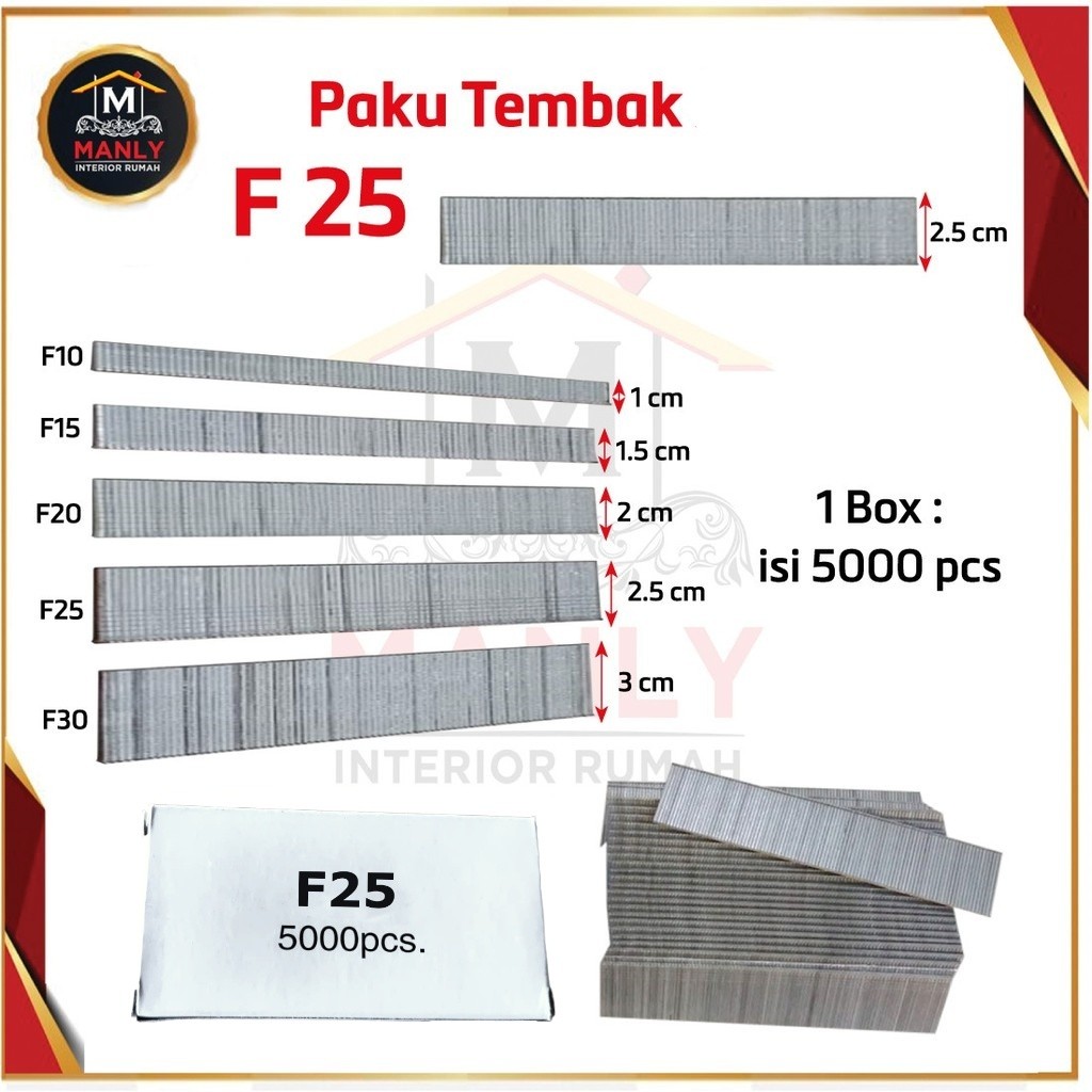 

Isi Paku Tembak F25 Refill Air Nailer F25 Model Lurus