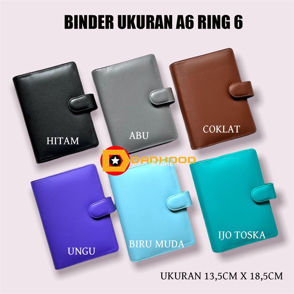 

BINDER KULIT GLOSSY SINTETIK UKURAN A6 RING 6 10 WARNA PILHAN