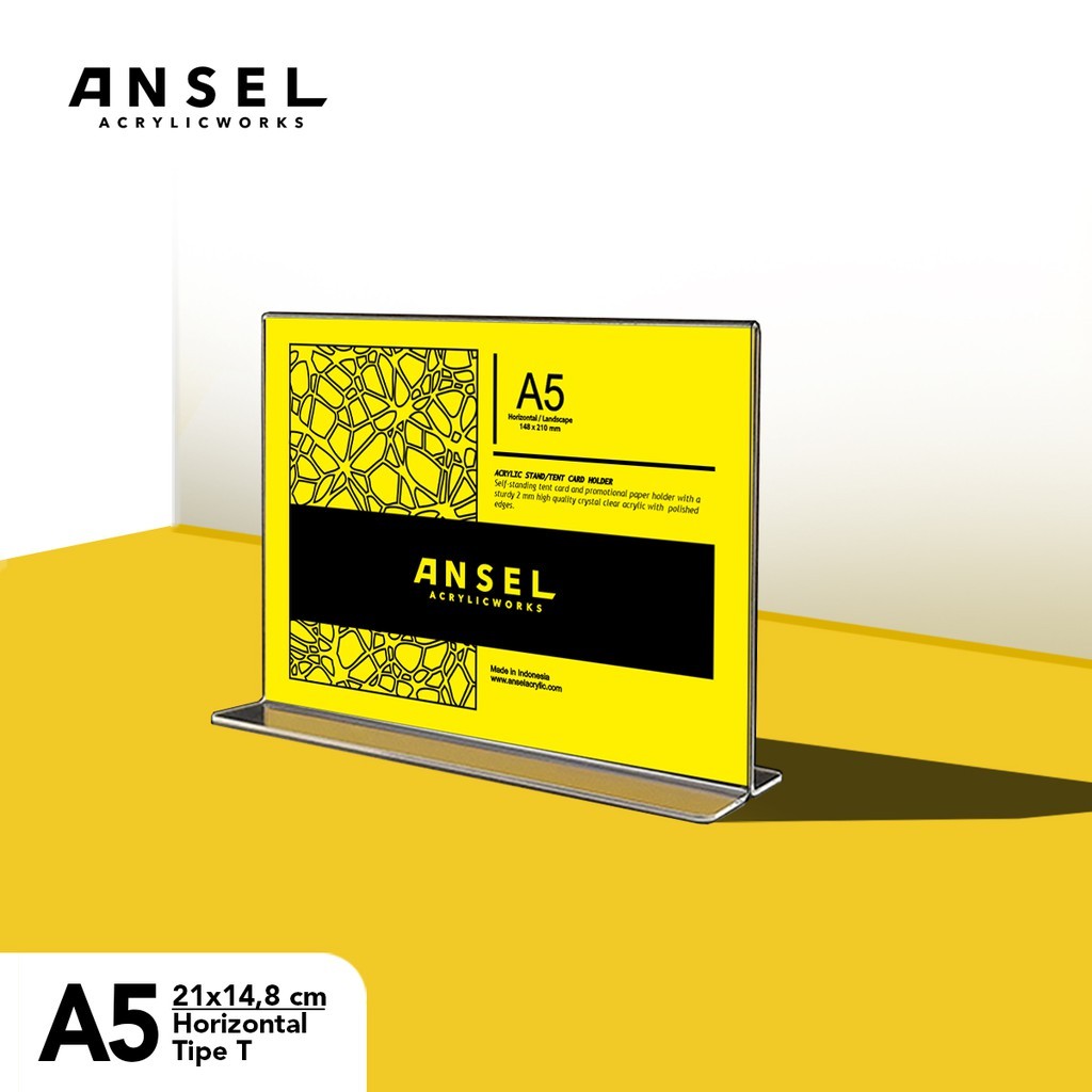 

ANSEL Tent Holder Akrilik Tipe T / A5 Horizontal 21x14,8 cm / Acrylic Display