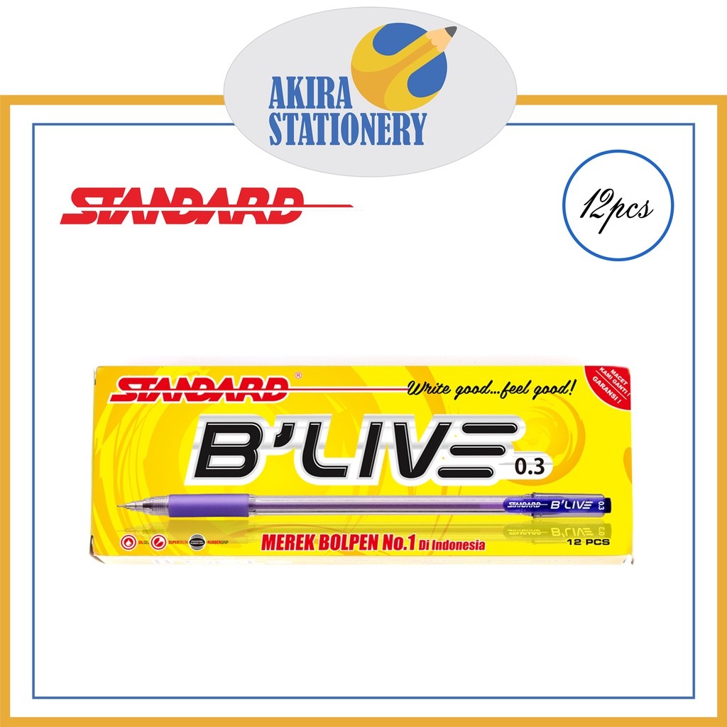 

PULPEN / PEN / PENA STANDARD B'Live 0.3 [HITAM & BIRU] (12PCS)