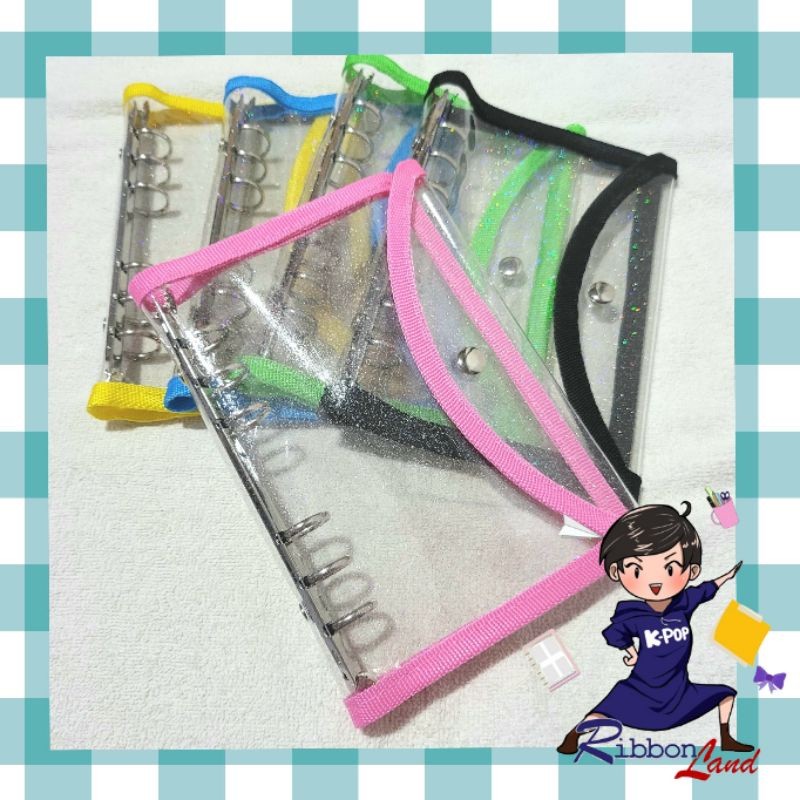 

A6 Binder Glitter Bening Bentuk Amplop / Envelope Cover Glitter Transparan