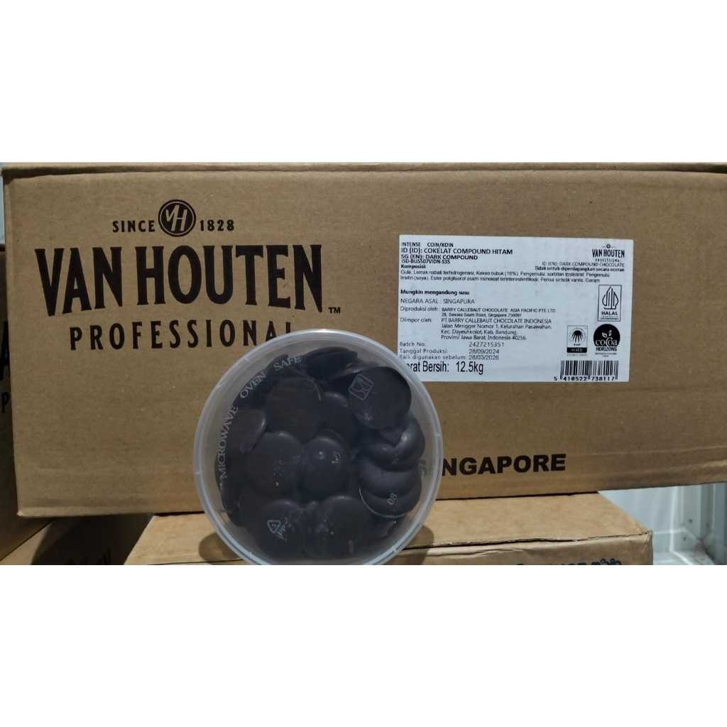 

VAN HOUTEN COIN DARK ECER 250GR, COKLAT DARK BENTUK COIN