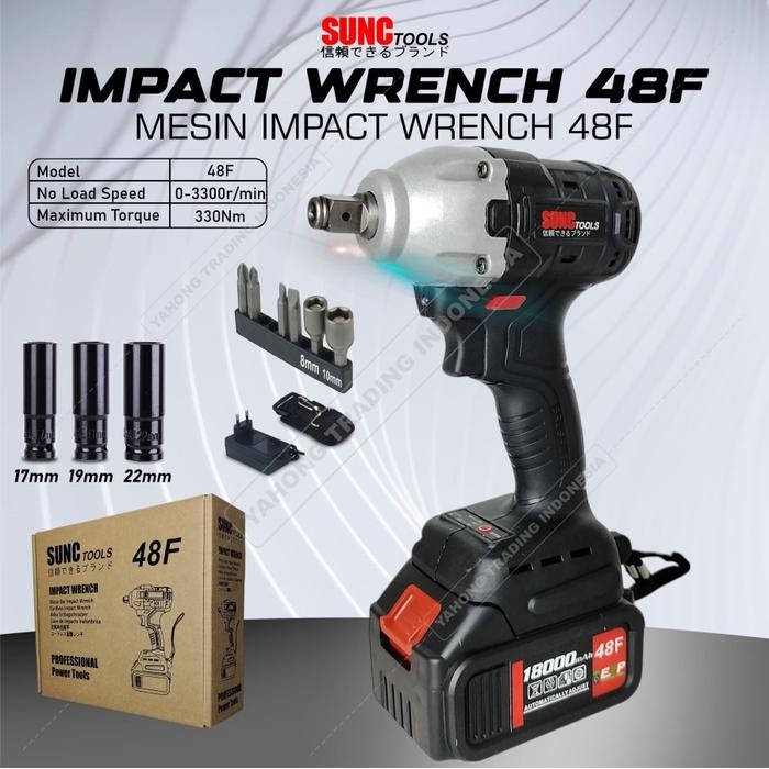 Mesin Impact Wrench Impact Baterai Cordless 48F SUNC TOOLS