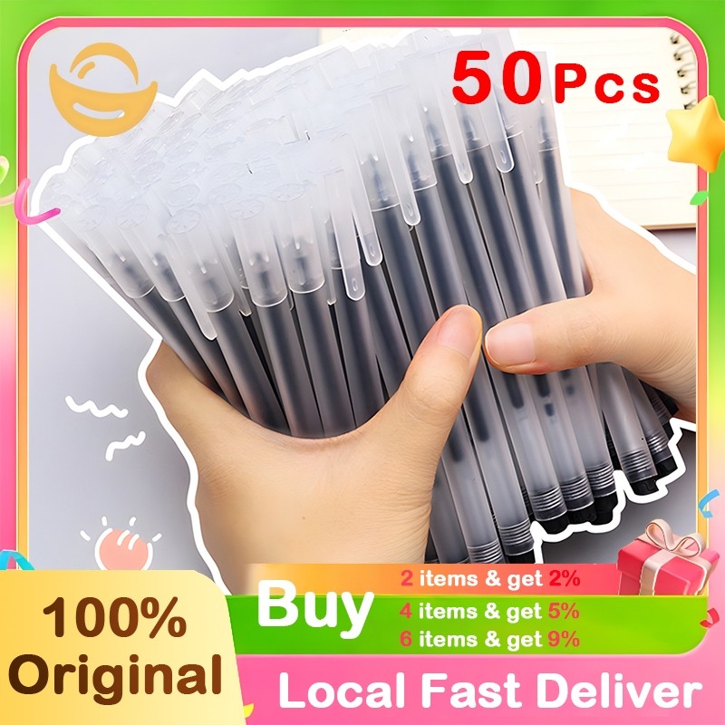 

UM1 50pcs Pulpen gel hitam 0.5mm pulpen pena standar murah alat tulis stationery perintilan sekolah