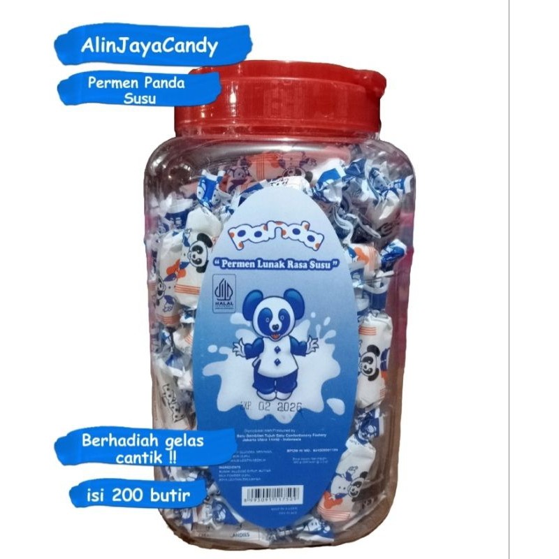 

Sajiandapur Permen Panda Susu Isi 200 Butir / Toples Permen Lunak Rasa Susu (Berhadiah Gelas)