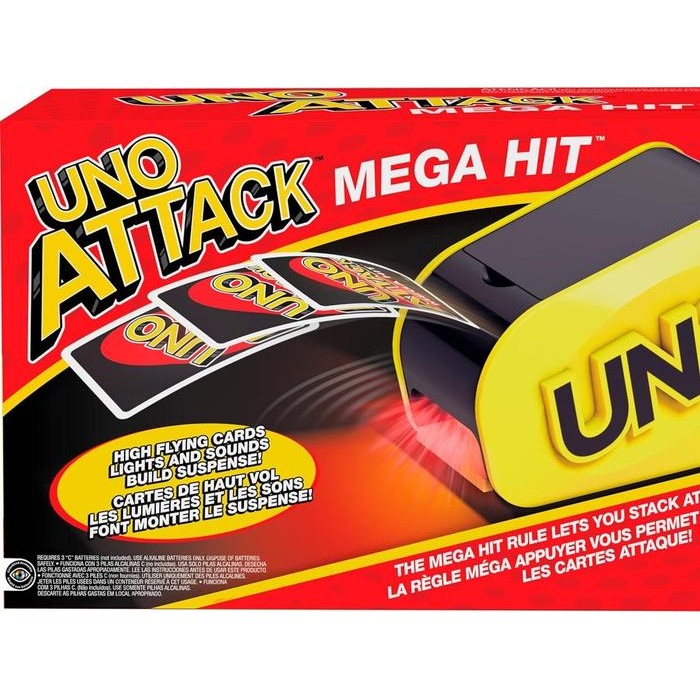UNO Attack Mega Hit Card Game with Random-Action Launcher with Lights & Sounds